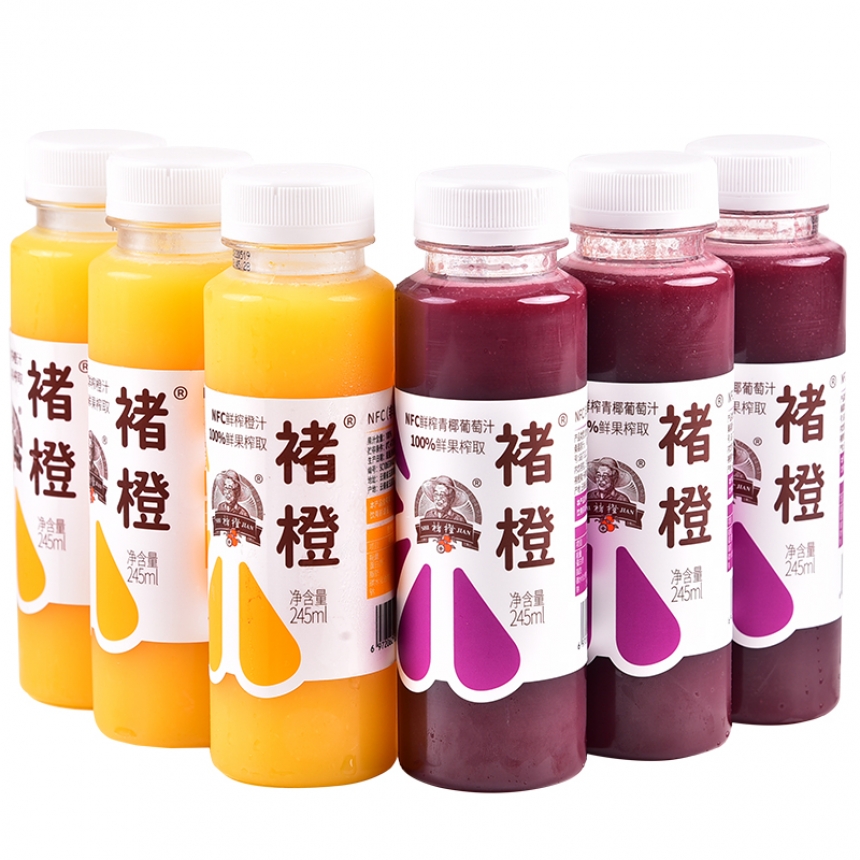 褚橙NFC鲜榨橙汁6瓶+青椰葡萄汁6瓶